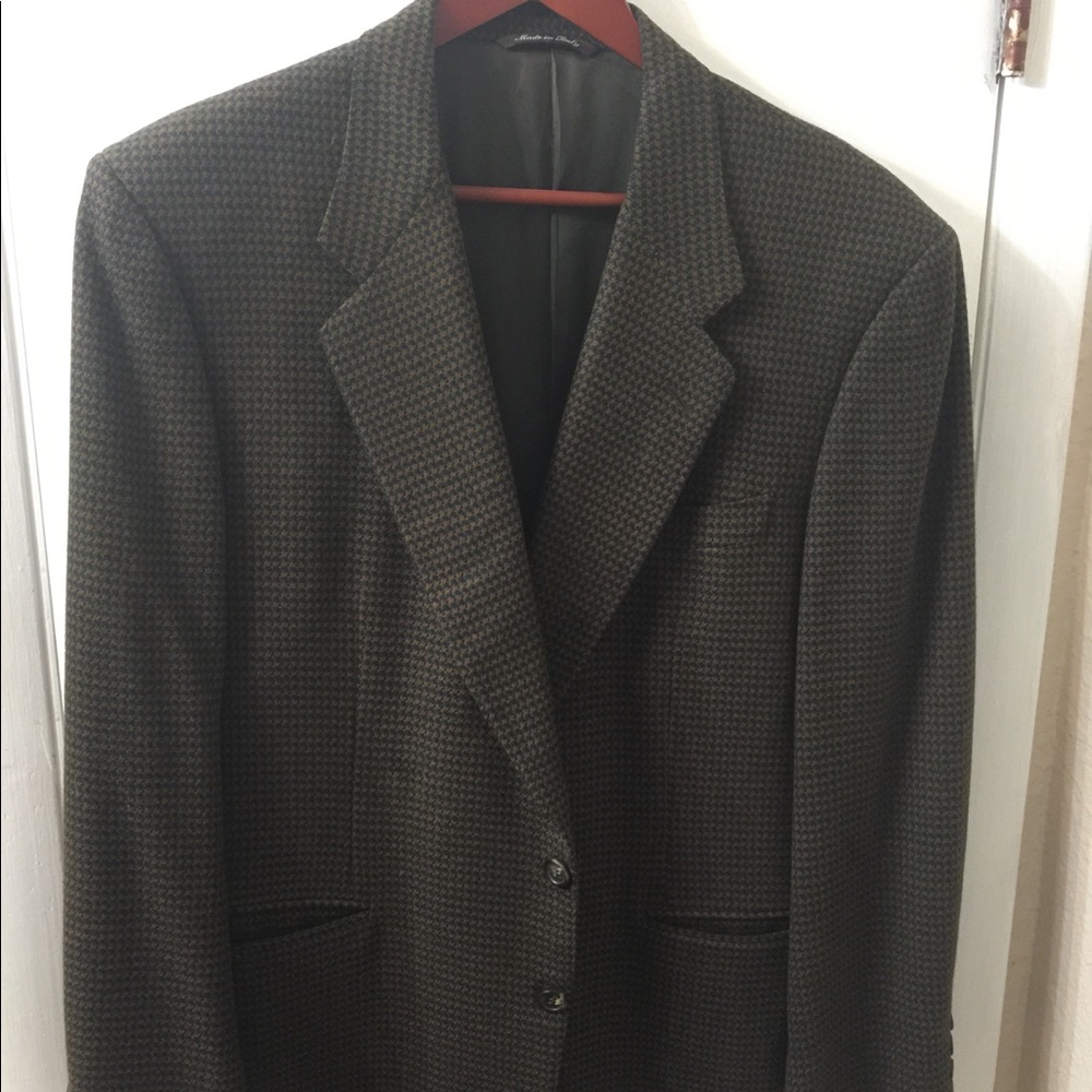 Canali Proposta green and brown cashmere coat